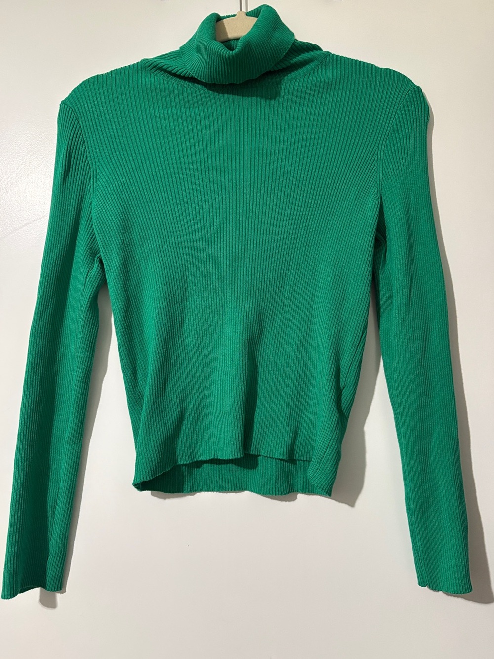 H&M Women's Green Ribbed Turtleneck Sweater Top